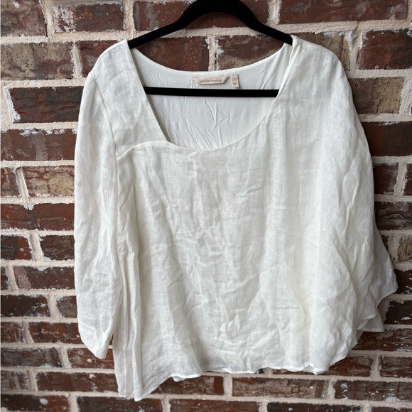 Soft Surroundings Southwind Cream Linen Layered Asymmetrical Top Size Large - Picture 1 of 8